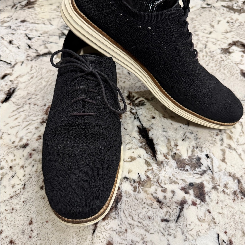 Cole Haan Black Knit Oxfords-Excellent Value.